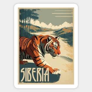 Siberia Russia Tiger Vintage Travel Art Poster Sticker